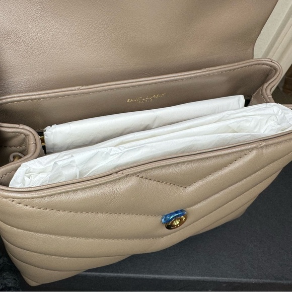 Saint Laurent Loulou Toy quilted-leather Dark Beige Rare Color! - Picture 10 of 16